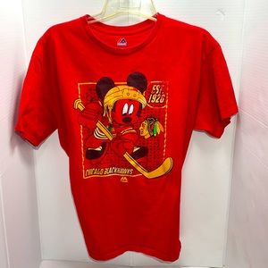 Majestic Mickey Mouse Chicago Blackhawks Shirt Mens XL